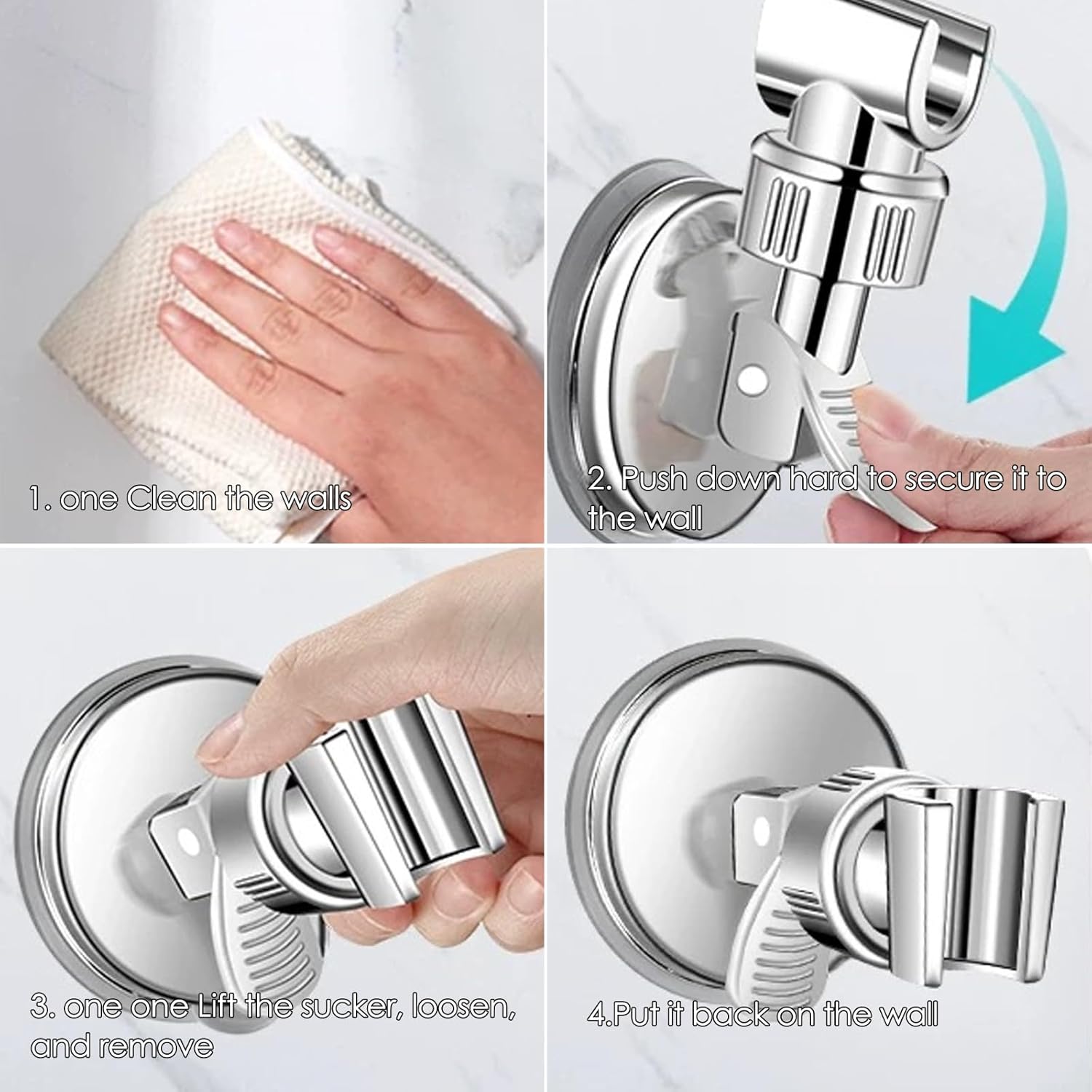 Shower Head Holder - Suction Cup Mounting Without Drilling - 360 Degree Rotatable - Adjustable Angle - Image 5