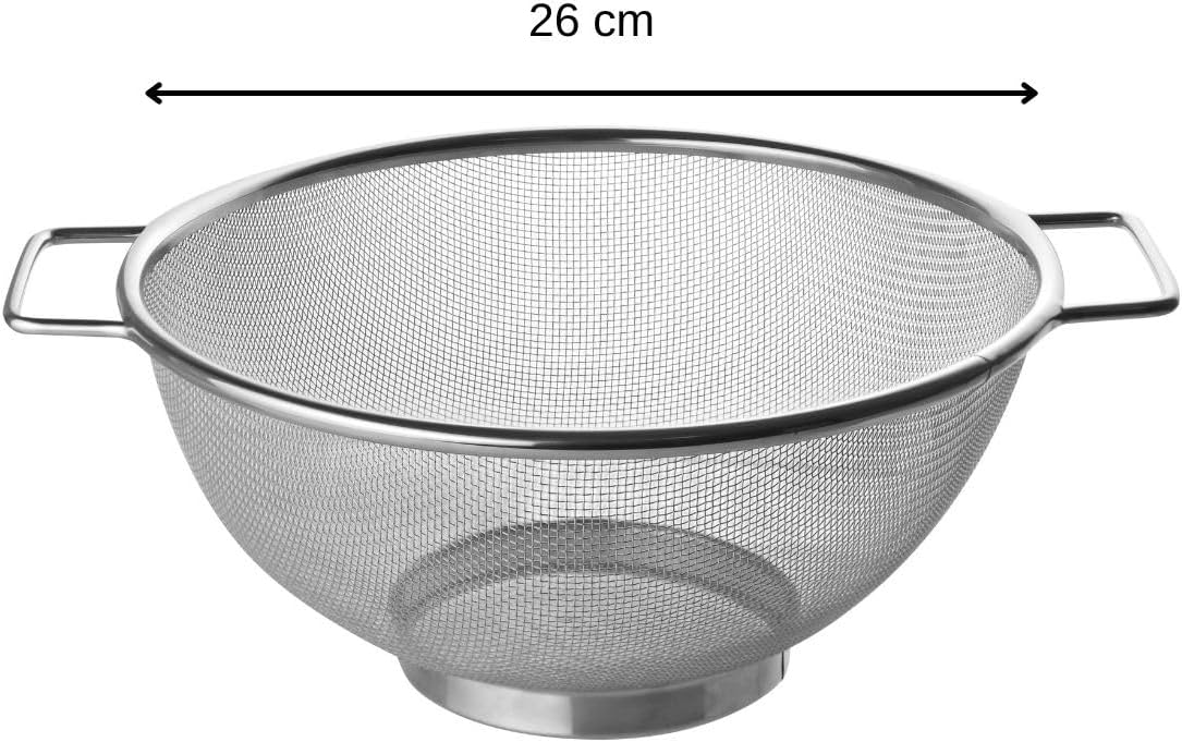 Fackelmann sieve Ø 26 cm, colander made of stainless steel, fine-mesh sieve with handles as a perfect kitchen accessory and kitchen helper in your kitchen, dishwasher safe (Color: silver), Quantity: 1 - Image 3