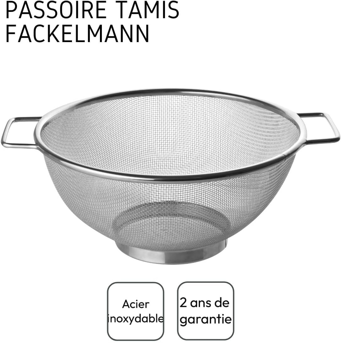 Fackelmann sieve Ø 26 cm, colander made of stainless steel, fine-mesh sieve with handles as a perfect kitchen accessory and kitchen helper in your kitchen, dishwasher safe (Color: silver), Quantity: 1 - Image 4