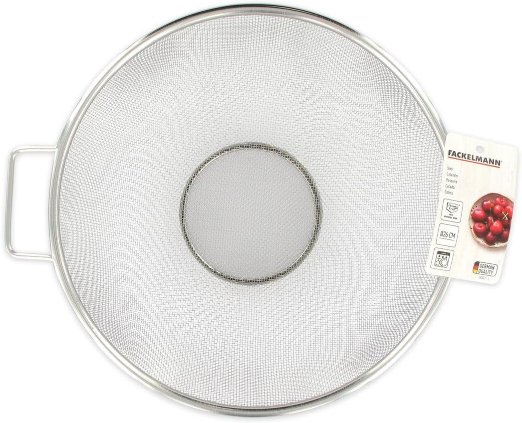 Fackelmann sieve Ø 26 cm, colander made of stainless steel, fine-mesh sieve with handles as a perfect kitchen accessory and kitchen helper in your kitchen, dishwasher safe (Color: silver), Quantity: 1 - Image 5