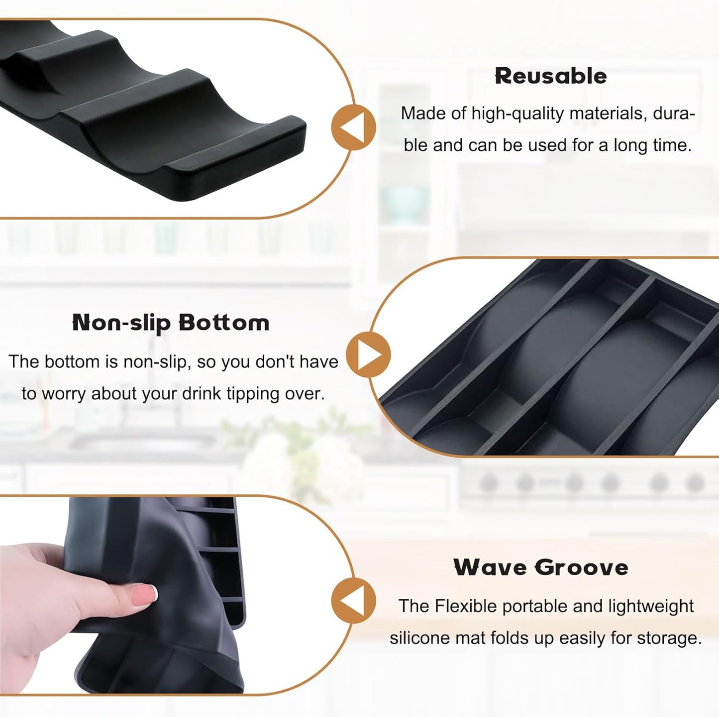 Forhandy 3 pcs bottle holders, refrigerator, non-slip, stackable, refrigerator, organizer, bottles, foldable for storing beer, drinks, mineral water (black) - Image 3