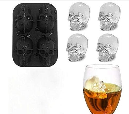 KIRALOVE 4 skulls - ice cubes - silicone ice cube maker - for home - kitchen - bar accessories - drinks - random color - refrigerator - Image 2
