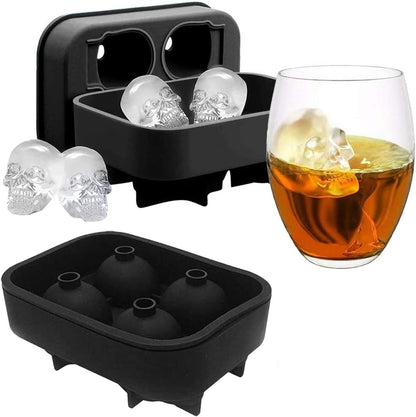 KIRALOVE 4 skulls - ice cubes - silicone ice cube maker - for home - kitchen - bar accessories - drinks - random color - refrigerator - Image 4