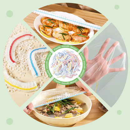 100 pieces food covers plastic stretch, food covers reusable food storage bags kitchen supplies for fruit/vegetables/meat/food - Image 3