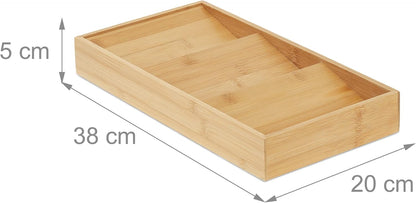 Relaxdays horizontal spice rack, 3 shelves, HBD: 5 x 20 x 38 cm, spice organizer for kitchen drawer, spice holder, natural - Image 4