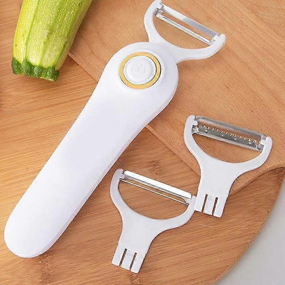 Electric Peeler, Portable USB Rechargeable Fruit and Vegetable Peeler with 3 Cutting Heads, Home Kitchen Tool - Image 2