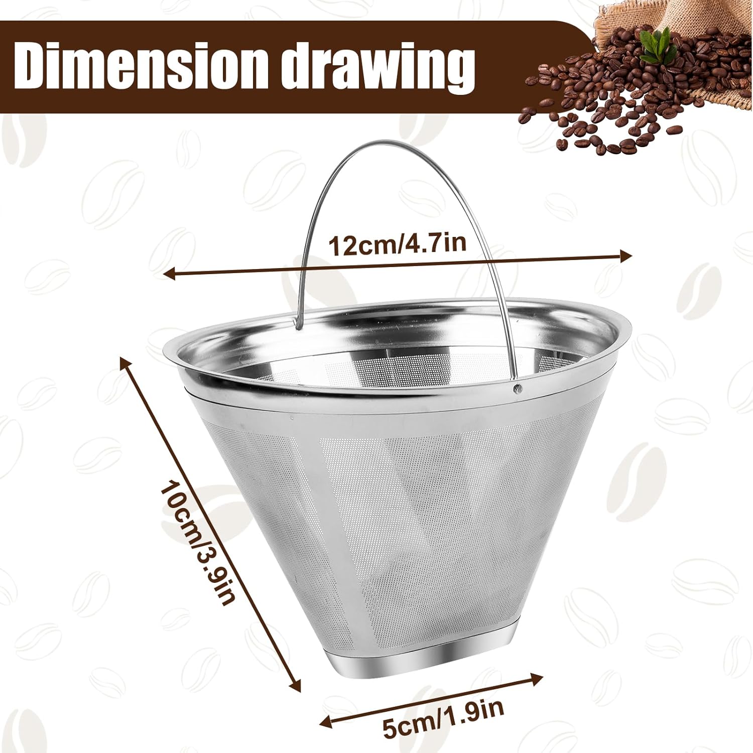 Coffee Strainer - Fine Mesh 100 Mesh Filter - Suitable for 8-12 Cups - Easy to Clean - Image 2