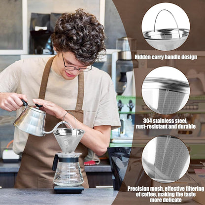 Coffee Strainer - Fine Mesh 100 Mesh Filter - Suitable for 8-12 Cups - Easy to Clean - Image 5