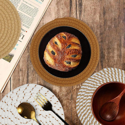 Cotton Coasters - Set of 4 - Woven Heat Resistant - 11cm Diameter - Image 5