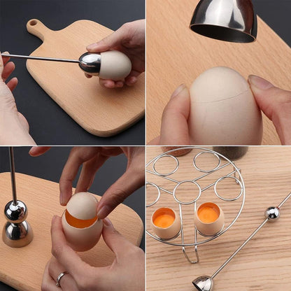 Egg Shell Cracker - Stainless Steel Kitchen Aid - For Soft-Boiled Eggs - Easy to Clean - Kitchen Utensil - Image 4