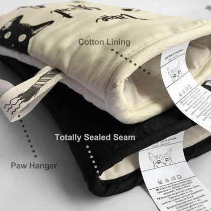 Oven Gloves - Cat Design - For Cooking And Baking - Size 17x31 Cm - Heat Resistant - Image 3