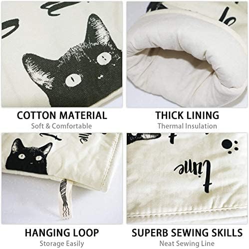 Oven Gloves - Cat Design - For Cooking And Baking - Size 17x31 Cm - Heat Resistant - Image 4
