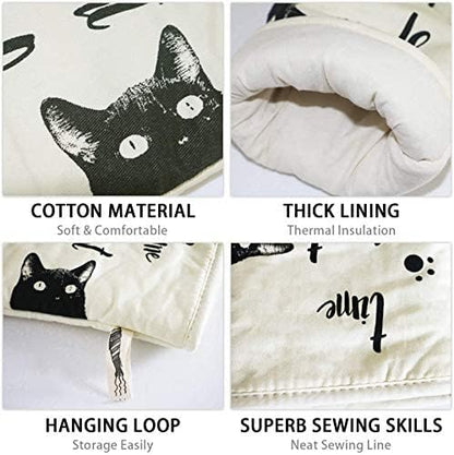 Oven Gloves - Cat Design - For Cooking And Baking - Size 17x31 Cm - Heat Resistant - Image 4