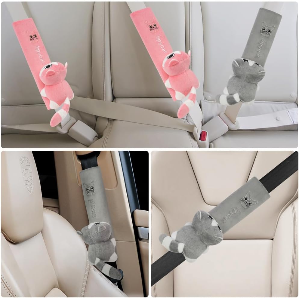 Car Seat Belt Protectors - 2 Pieces Cartoon Design - For Children And Adults - Shoulder Protection - Image 4