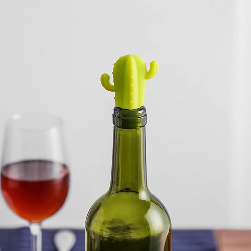 Fangxuee 4pcs Cactus Silicone Wine Stopper - Freshness Preservation Seal for Champagne & Red Wine Bottles, Beverage Accessory - Image 3