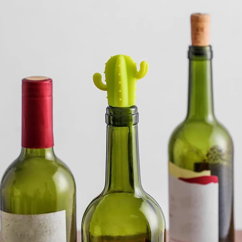 Fangxuee 4pcs Cactus Silicone Wine Stopper - Freshness Preservation Seal for Champagne & Red Wine Bottles, Beverage Accessory - Image 4