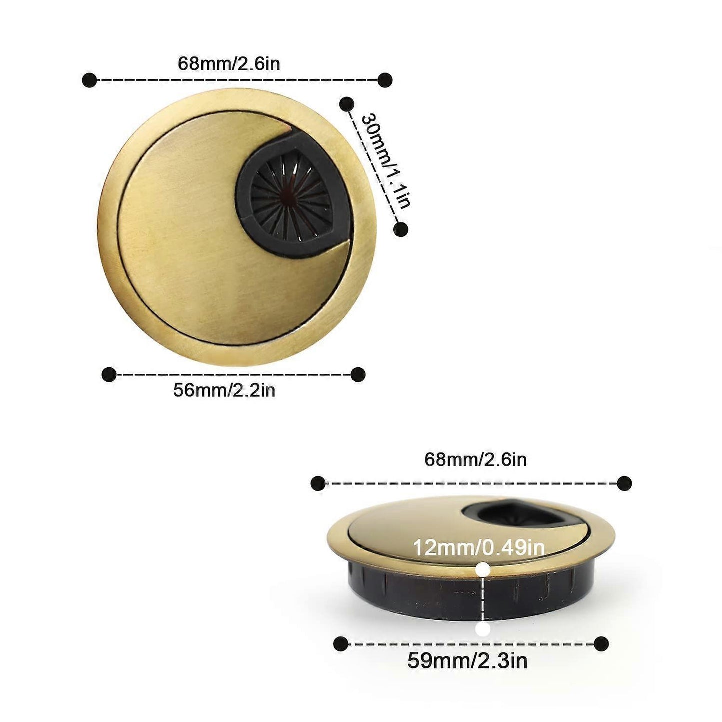 Noble cable grommet 60 mm | Cable grommet cover for desks, worktops, and office chairs | Material: Zinc alloy (bronze) - Image 3