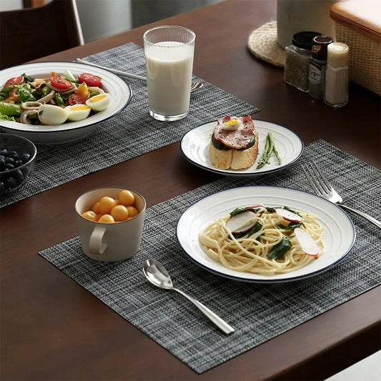 PVC placemat, 4 pieces non-slip heat-resistant placemats, washable vinyl placemats, set of 4 - gray - Image 2