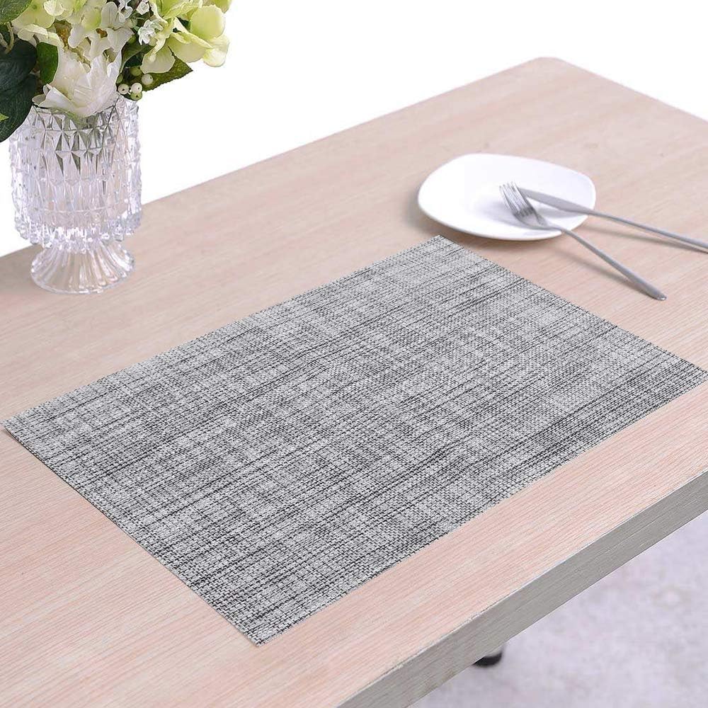 PVC placemat, 4 pieces non-slip heat-resistant placemats, washable vinyl placemats, set of 4 - gray - Image 5