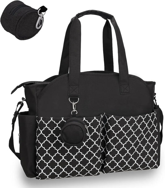 Large Baby Nappy Changing Bag with 13 Storage Compartments, Insulated Bottle Pockets and Pacifier Pocket for Travel, Black