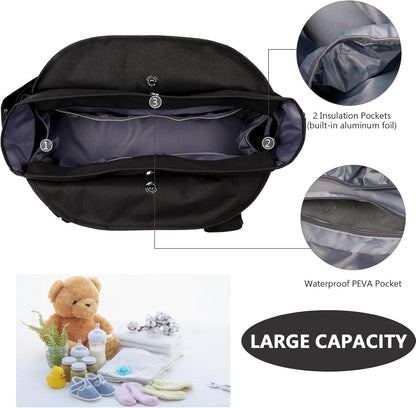 Baby Storage Bag - Multifunctional Diaper Bag with 13 Compartments - Including Special Pacifier Pocket - Large Capacity for All Baby Needs - Black - Image 3