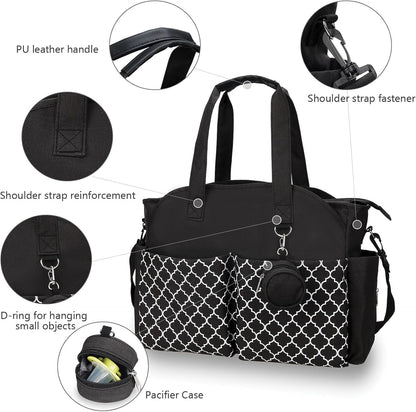 Baby Storage Bag - Multifunctional Diaper Bag with 13 Compartments - Including Special Pacifier Pocket - Large Capacity for All Baby Needs - Black - Image 4
