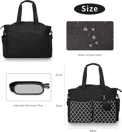 Baby Storage Bag - Multifunctional Diaper Bag with 13 Compartments - Including Special Pacifier Pocket - Large Capacity for All Baby Needs - Black - Image 5