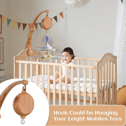 Baby Mobile - With Music Box and 35 Melodies - Wooden Design - For Baby Bed and Crib - White and Natural Colors - Image 2