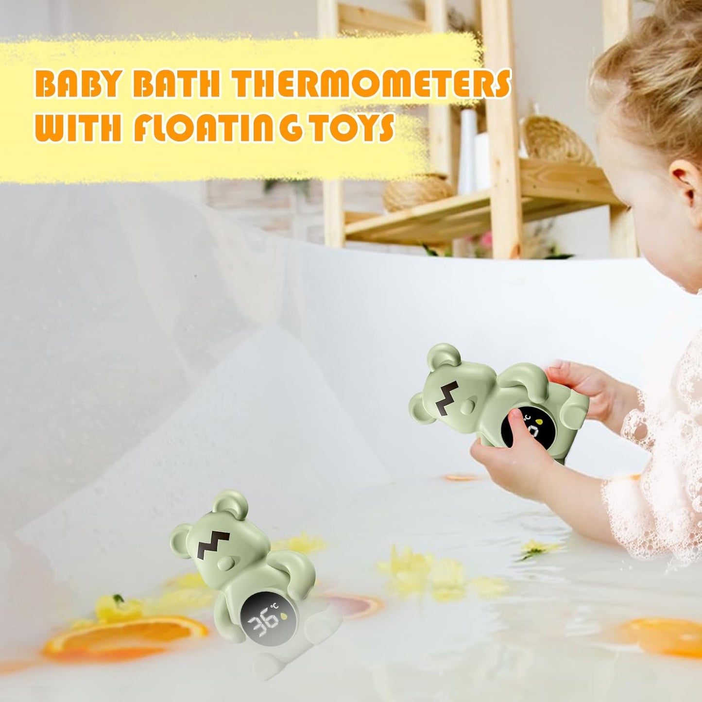 Bath thermometer - Bear-shaped with temperature display - For baby and toddler baths - Suitable for indoor and outdoor use - Waterproof design - Image 3