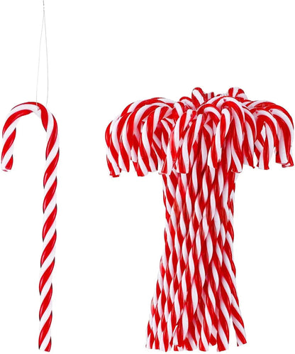 32 Pack Red and White Christmas Candy Cane Hanging Decorations, 15 cm Tree Ornaments for Holiday Parties, Wreaths and Home Decor