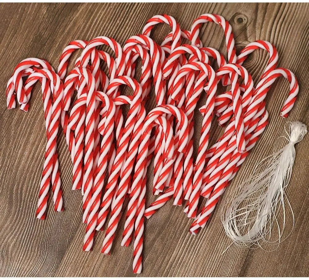 32 Pack Red and White Christmas Candy Cane Hanging Decorations, 15 cm Tree Ornaments for Holiday Parties, Wreaths and Home Decor - Image 3