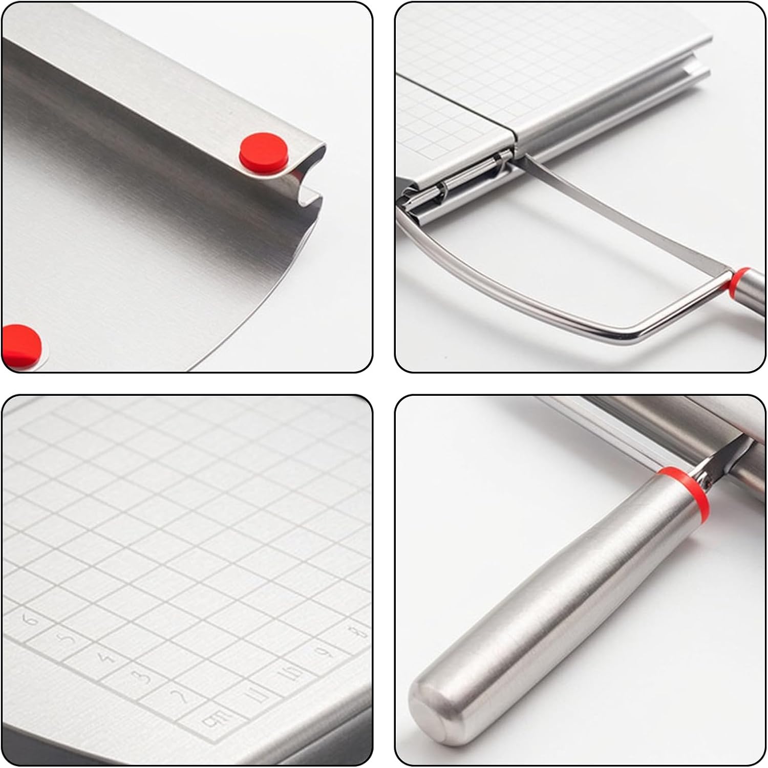 Cheese Cutter - Stainless Steel Blade with Measuring Scale - For Block Cheese and Sausage - Multifunctional Kitchen Aid - Image 3