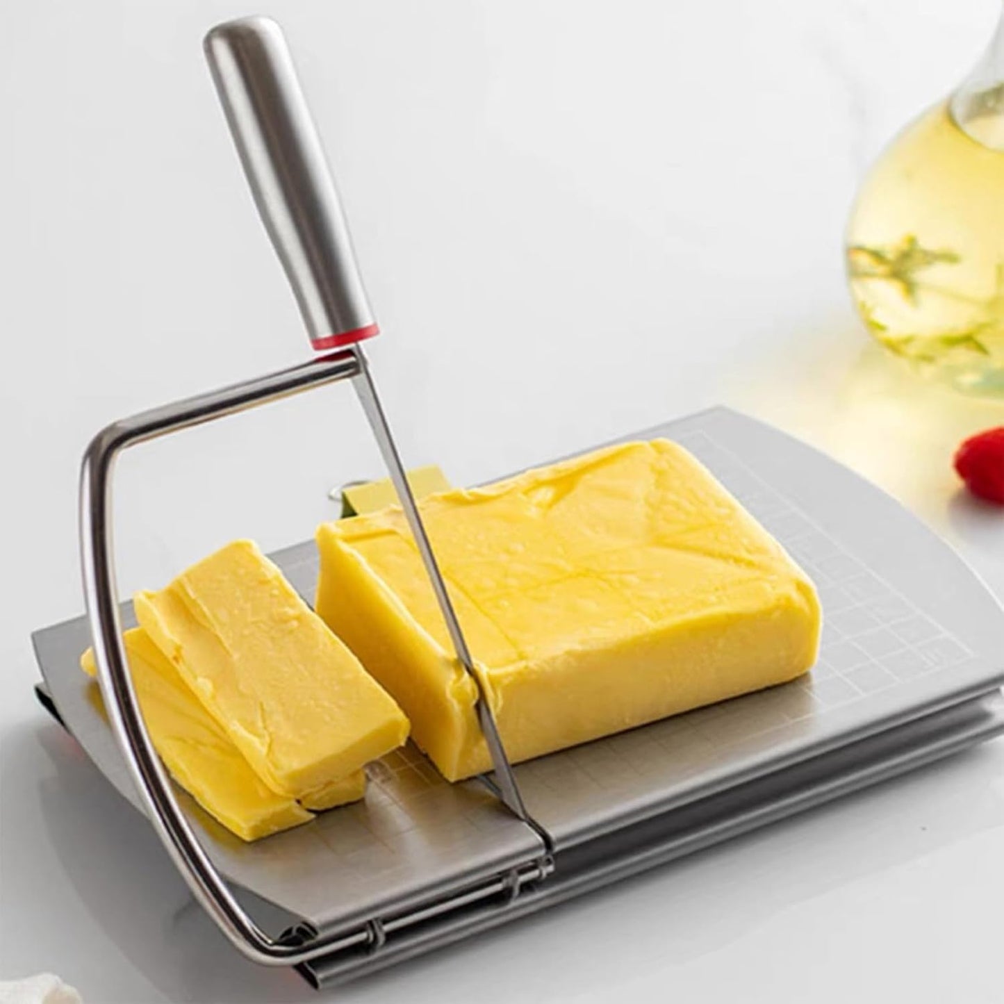 Cheese Cutter - Stainless Steel Blade with Measuring Scale - For Block Cheese and Sausage - Multifunctional Kitchen Aid - Image 4