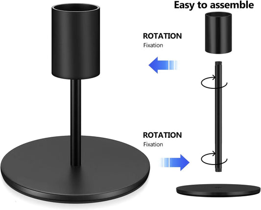 Candle Holders - 3 Pieces Black Metal Candlesticks - For Tapered Candles - Vintage Design - For Table and Party Decoration - Image 3