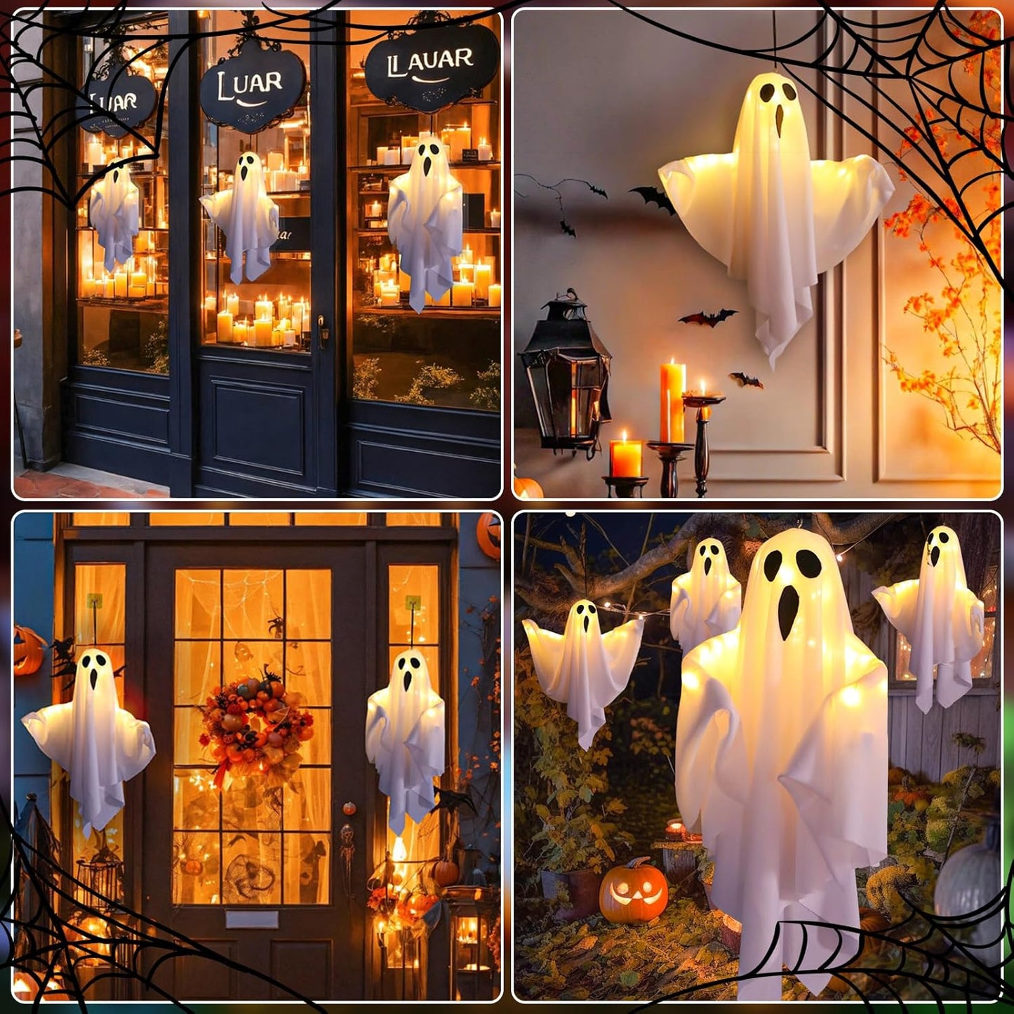 Halloween Decoration - 2 Pieces Hanging Ghosts - With LED Lighting - For Outdoors and Gardens - Spooky Party Atmosphere - Image 5