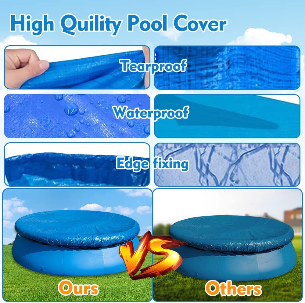 Swimming pool cover - Round pool cover - For above-ground pools - Waterproof and dustproof protective cover - For inflatable pools -8ft - Image 5