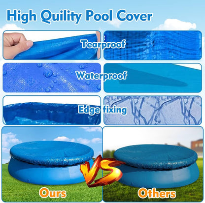 Swimming pool cover - Round pool cover - For above-ground pools - Waterproof and dustproof protective cover - For inflatable pools -8ft - Image 5