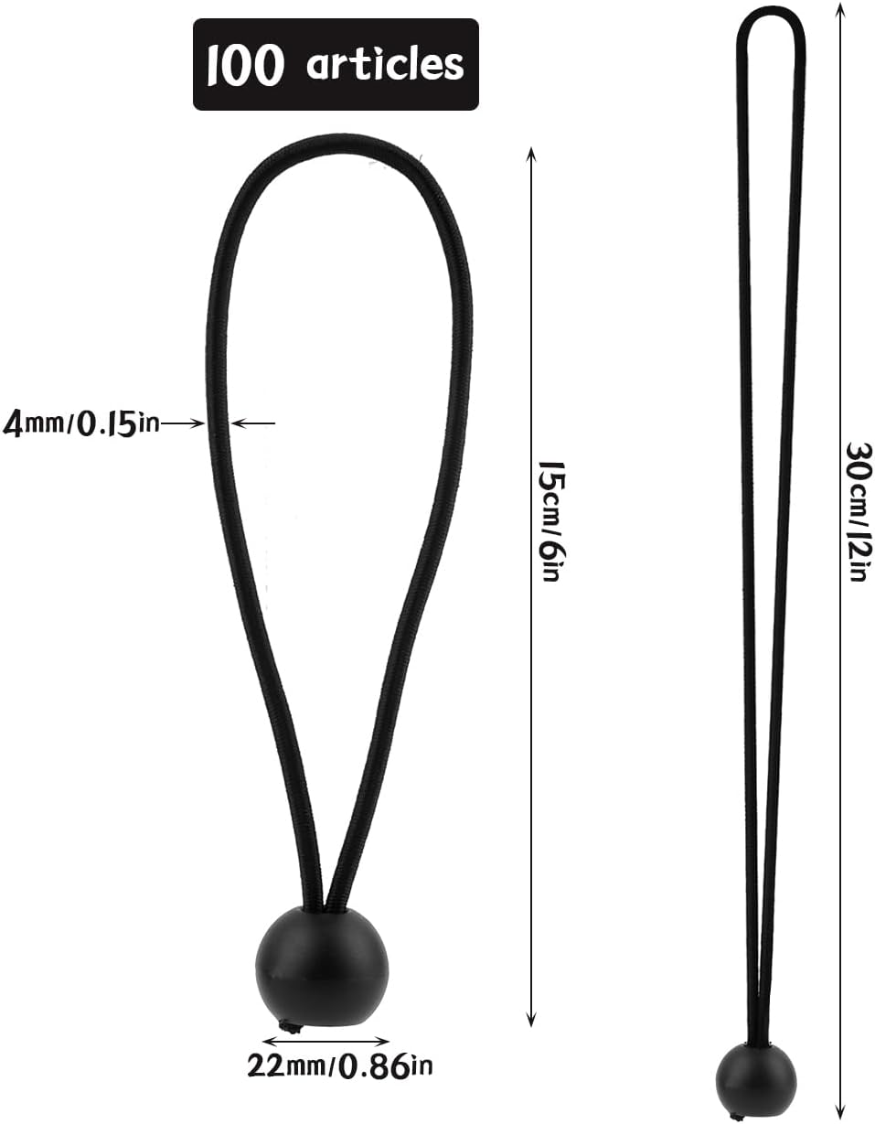 Rubber buckle - 15 cm tarpaulin clip with ball, tent rubber tarpaulin rubber - tent tensioner accessories - rubber ring - retractable ring - tent rubber tensioner, tarpaulin - 100 pieces - Image 4