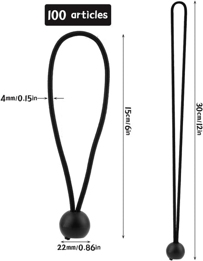 Rubber buckle - 15 cm tarpaulin clip with ball, tent rubber tarpaulin rubber - tent tensioner accessories - rubber ring - retractable ring - tent rubber tensioner, tarpaulin - 100 pieces - Image 4