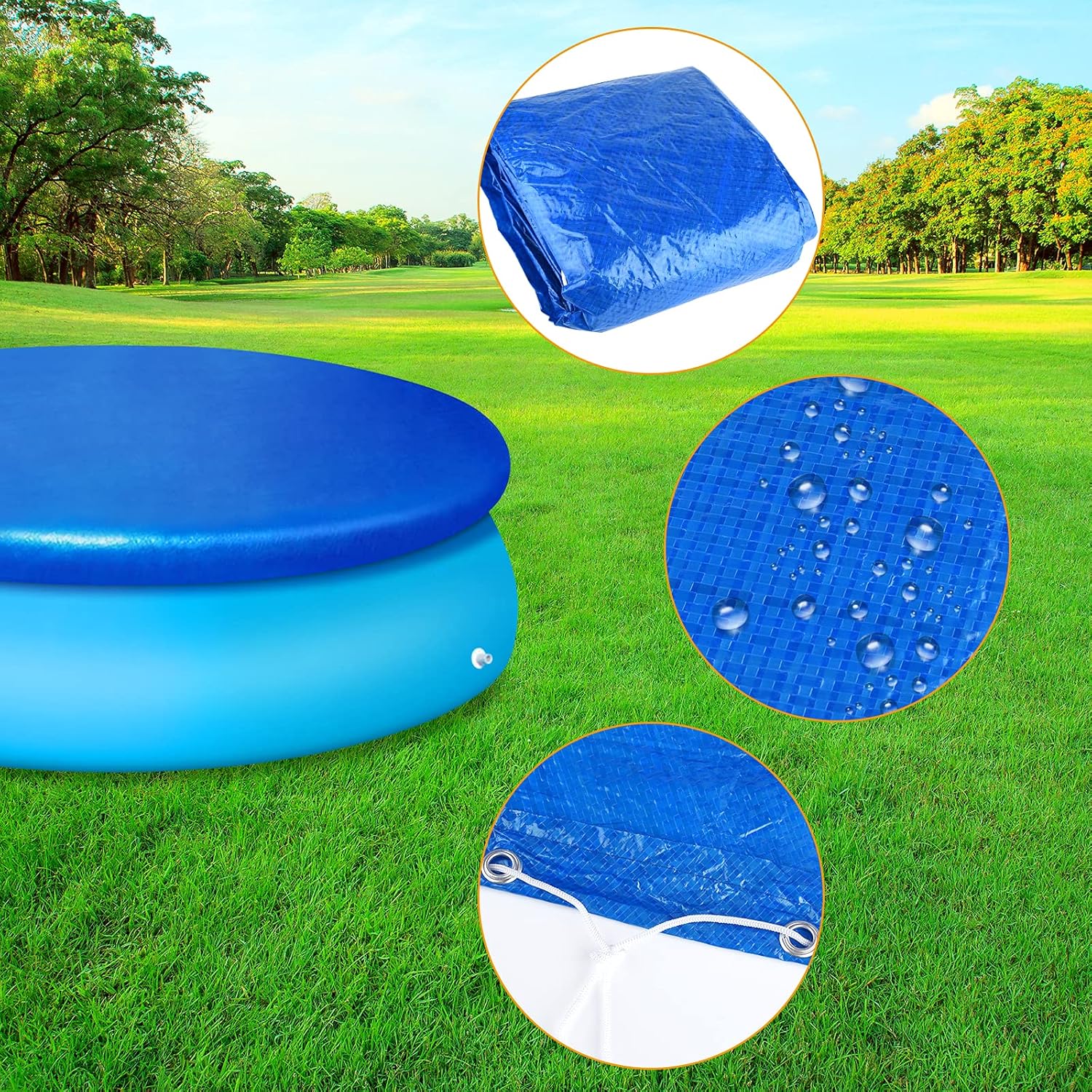 Pool Cover - Round Pool Cover - Round Pool Cover Dust Cover - Suitable for Round Inflatable Pools for Home Use - 10 ft - Image 2