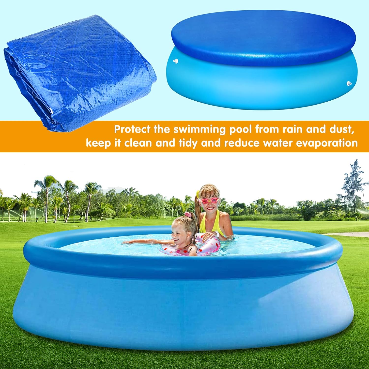 Pool Cover - Round Pool Cover - Round Pool Cover Dust Cover - Suitable for Round Inflatable Pools for Home Use - 10 ft - Image 4