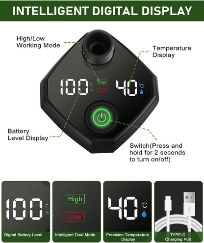 Portable Shower Pump with Rechargeable 6000mAh Battery - Outdoor Shower IPX7 Waterproof - With Temperature Display - Suitable for Camping, Car Washing and Pet Washing (Gray) - Image 4