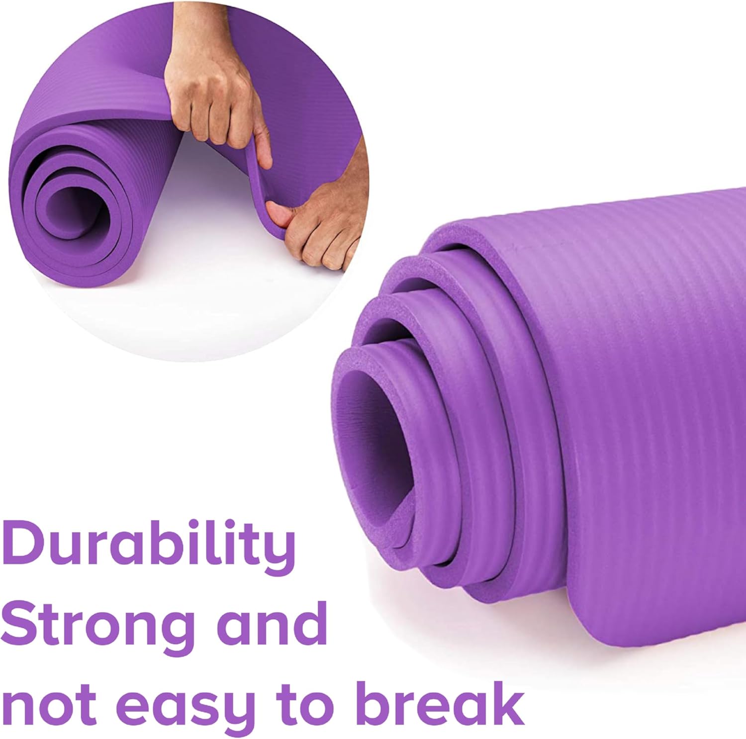 Yoga Mat - Unisex - Non-slip Thick Foam Fitness Exercise Mat - With Portable Strap - Lightweight Home Fitness Equipment - Suitable for Yoga, Pilates, Stretching, Gymnastics Training and Camping - Image 4