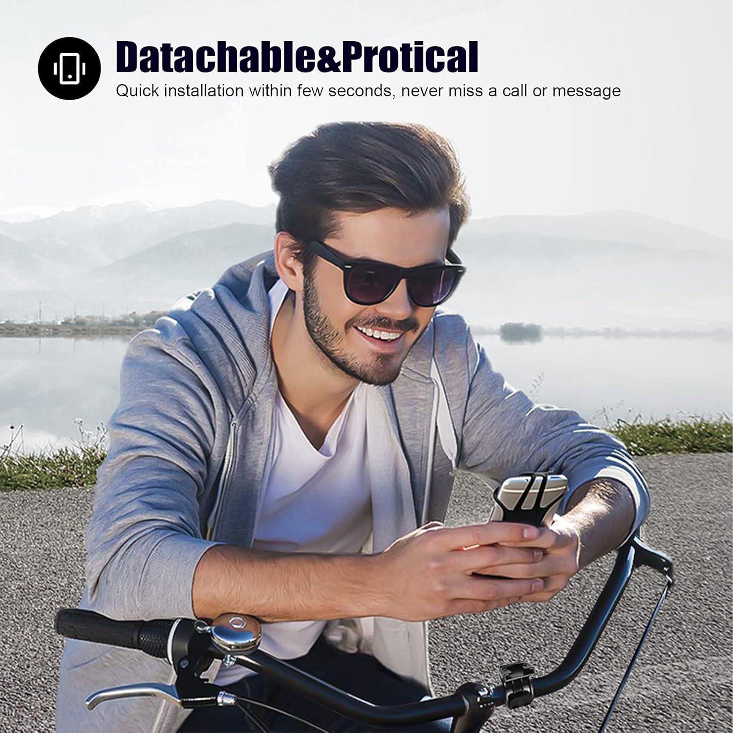 Universal detachable bicycle and motorcycle phone holder - 360° rotatable and adjustable bicycle phone holder - Suitable for phones from 4" to 6.7" - Image 2