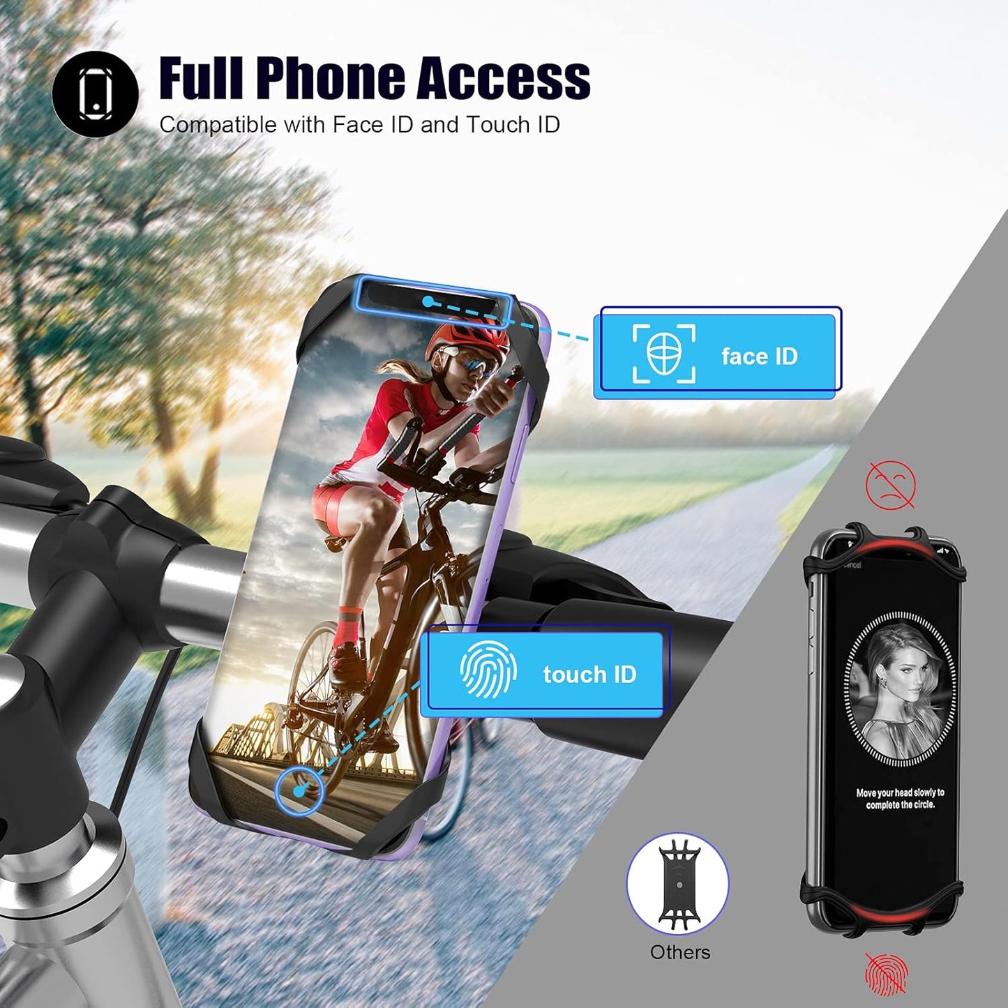 Universal detachable bicycle and motorcycle phone holder - 360° rotatable and adjustable bicycle phone holder - Suitable for phones from 4" to 6.7" - Image 3