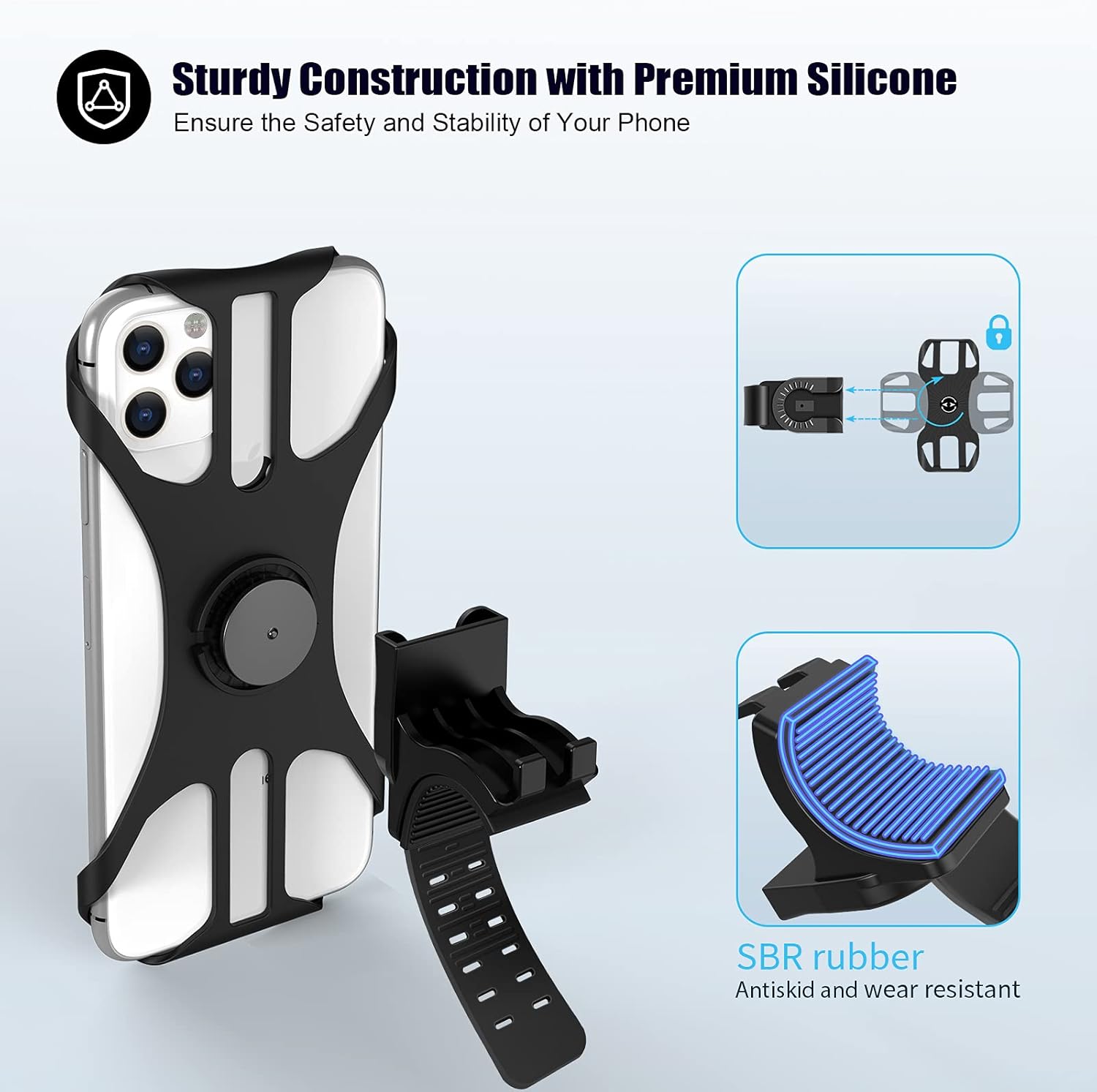 Universal detachable bicycle and motorcycle phone holder - 360° rotatable and adjustable bicycle phone holder - Suitable for phones from 4" to 6.7" - Image 4