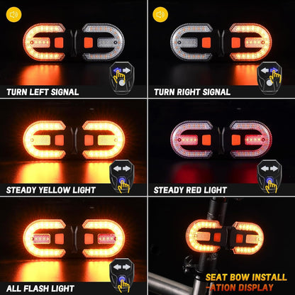 LED Bicycle Rear Light - with Turn Signal - Split Bicycle Rear Light - Bicycle Indicator Light USB Rechargeable - Suitable for Bicycles, Warning for Bicycle Safety Bicycle Light 5 Modes - Image 2