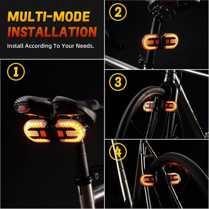 LED Bicycle Rear Light - with Turn Signal - Split Bicycle Rear Light - Bicycle Indicator Light USB Rechargeable - Suitable for Bicycles, Warning for Bicycle Safety Bicycle Light 5 Modes - Image 3