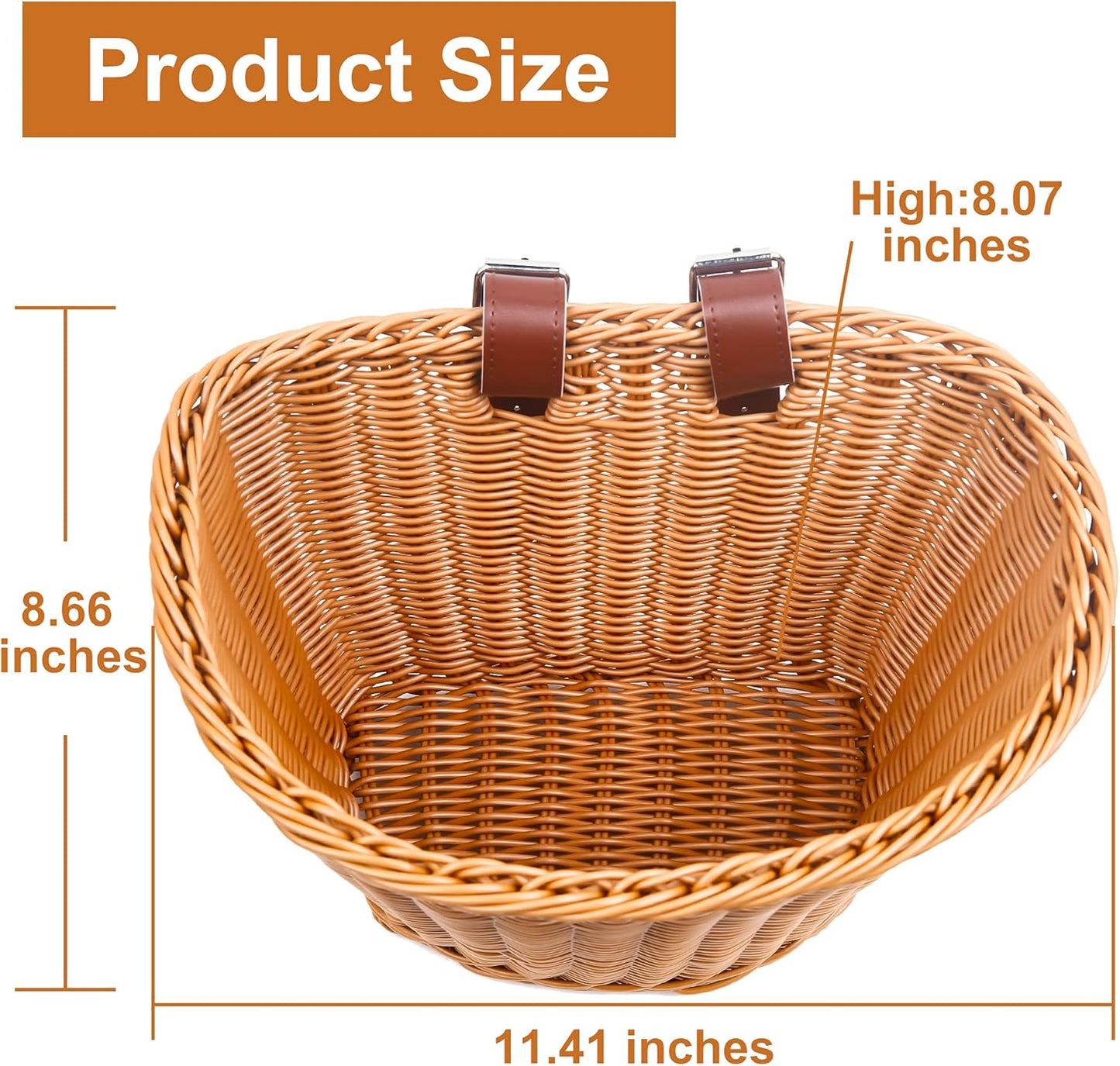 Bicycle basket - D-shaped bicycle basket for the handlebars - Storage box for the handlebars - Woven plastic - With 2 adjustable straps - Image 3