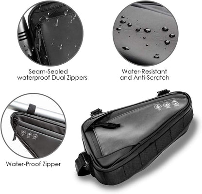 Bike frame bag - Waterproof bike bag for handlebars, head tube and saddle - Reflective bike bag - Suitable for outdoor, road and mountain biking - Image 3